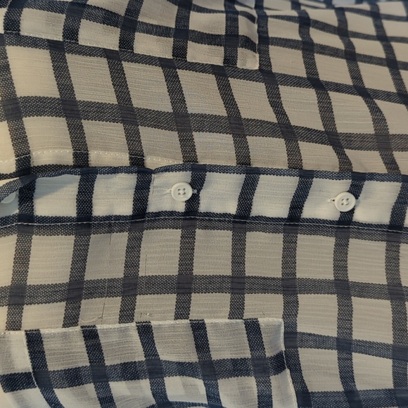 EUC BB Dakota Sheer Blue & White Plaid Button Down Top - Size: M - Picture 5 of 11